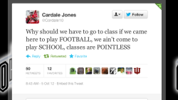 bleacherreport:  Ohio State third-string QB Cardale Jones says “we ain’t come to play SCHOOL, classes are POINTLESS” via Deadspin  O RLY?