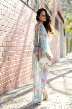 lusttforlifeblog:  Check out my latest look on the Seventeen magazine site: Watercolor Wonderland. Dream Dress courtesy of my friends from UNIF, heels by ASOS, Giaguaro Sunglasses by Super courtesy of Miss KL , and cross body bag from Forever 21.  