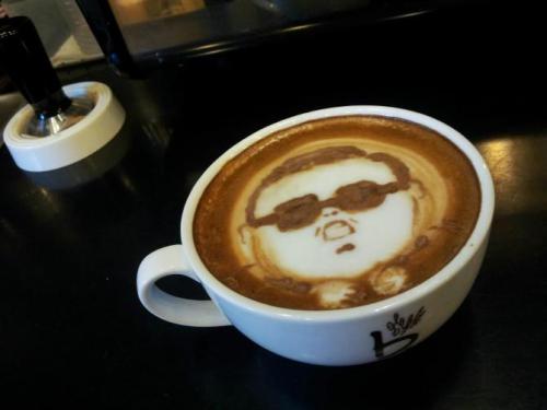 dailydot:Oppa latte style[Via reddit. What about some Mario themed latte art?] 