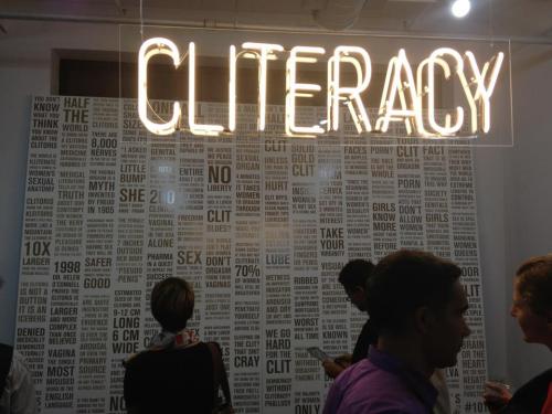 fuckyeahfeminists:  feministkitsch:  sophiawallace:  Thank you to all who came to the debut of CLITERACY last night. It was seriously amazing to see the responses. Crowds around the wall laughing, pointing to laws, calling friends to look, camera phones