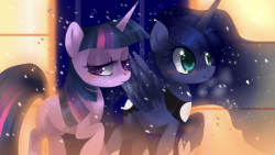 crenair:  Reposting them all togehter… (it’s easier to reblog them this way….)  Twiluna was the first ship i ever encountered in ponyfics, and it occupies a special spot in my heart &lt;3 This art is beautiful.