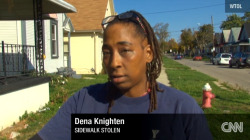 okatu:  this woman had her sidewalk stolen