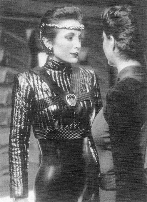 metatheatre:Nana Visitor with her stand-in. “According to most of the people who know her, the coy, 