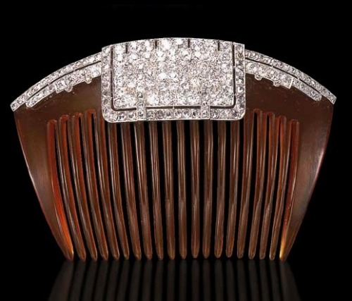 Art Deco tortoise shell and diamond hair comb.