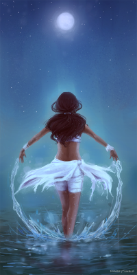 nymre:“I rise with the moon”buuu having fun with photoshop~ I like drawing Katara and moons. c: