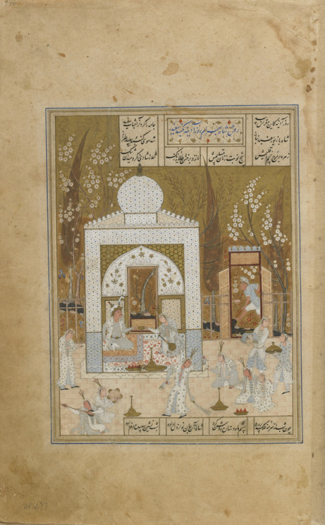 timur-i-lang: Bahram Gur and his Seven Princesses, from a Khamsa of Nizami. Shiraz, Iran, 1548. I’ve posted a couple of these before, but I thought it would be nice to put the whole set together. 