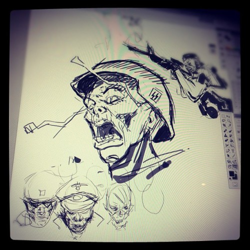 scottprather:  Starting sketches for a Call of Duty: Black Ops 2 mural with @boardinker  #callofduty #blackops #nazizombies #zombies #sketch #art #illustration  (Taken with Instagram)