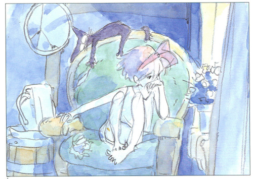 kasumidyaya:Kiki’s Delivery Service, watercolor concept sketches, Part I. Scanned from The Art of Ki