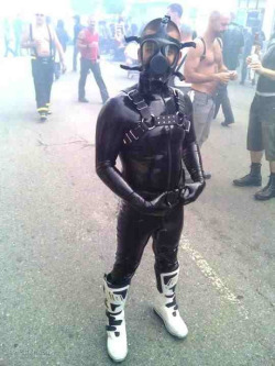 rubberover:  A very hot rubber guy with biker