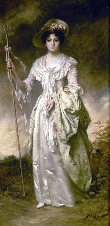 Shepherdess with her crook by Thomas Kennington