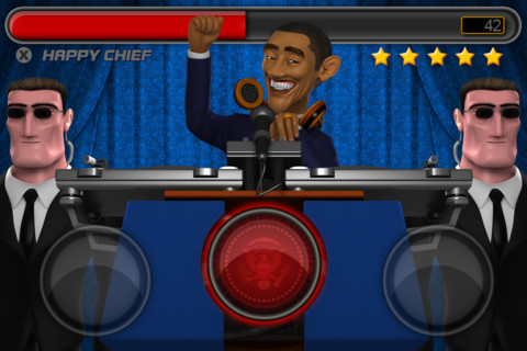 My friend created this new iPhone App, HAIL TO THE DJ, which is part wack-a-mole, part moral support for the president. Check it out! Description: Obama enters the press conference and the podium turns into two turntables for Obama to start spinning,