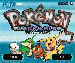 kevinbolk:  nikoanesti:  tinycartridge:  Of course PETA has created a Pokemon parody, timing its release with Pokemon Black 2 and White 2’s launch:  “The amount of time that Pokémon spend stuffed in pokéballs is akin to how elephants are chained