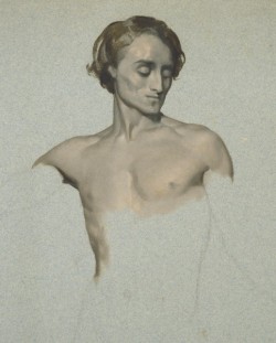 cavetocanvas:  Lord Frederic Leighton, Head and Shoulders of a Man, c. 1853 From the Royal Academy of Arts 