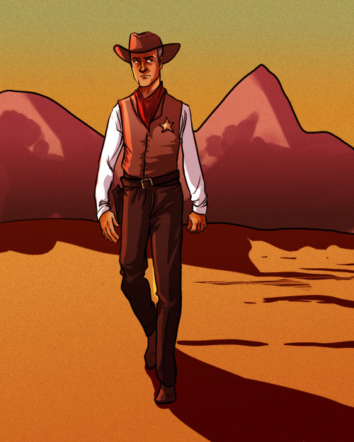 geniusbee:Sheriff Lestrade from the Old West AU! Just a quick one tonight because I…need to sleep. 