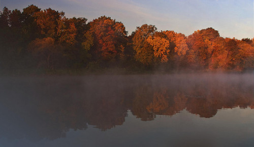 early morning fall colors along the grand river in Cambridge, Ontario (Blair) by KPEP on Flickr.