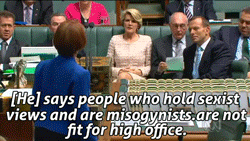 feminismordeath:numbtongue:Ladies and Gentlemen, the Prime Minister of Australia [Julia Gillard] kic