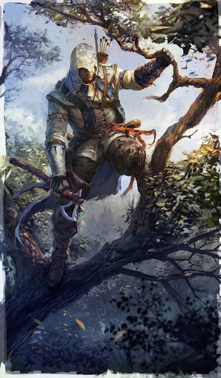 fuckyeahvideogamesartworks:  ASSASSIN´S CREED III´s concept art for Connor Kenway