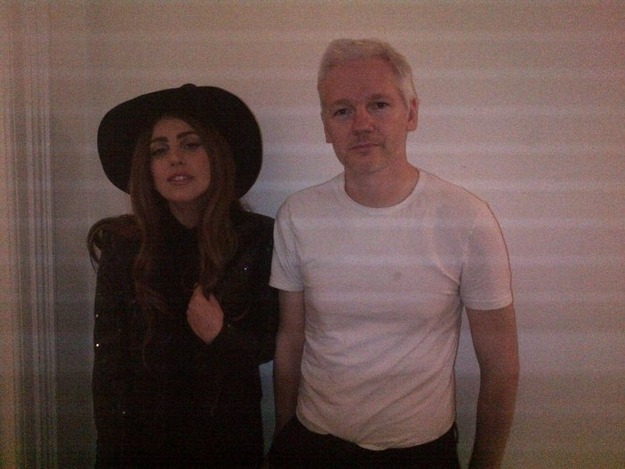 We were just thinking it would be so nice if Lady Gaga and Julian Assange came out of their shells a little and tried to get some gosh darn attention for once, so it’s nice to see that the two of them found one another. We just hope that Julian...