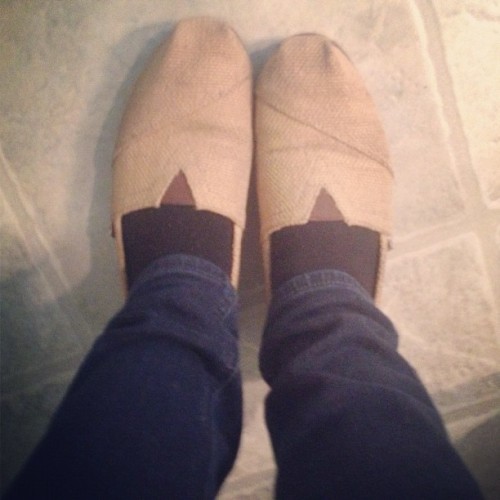 Because black socks with TOMS is so cute. No because I thought it was gonna be cold as tits outside. …I was le wrong. (Taken with Instagram)