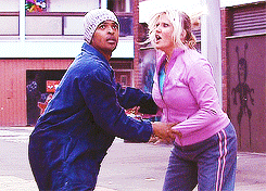 burntlikethesun:  Brotp: Jackie Tyler and Mickey Smith   Jackie: Are you all right?