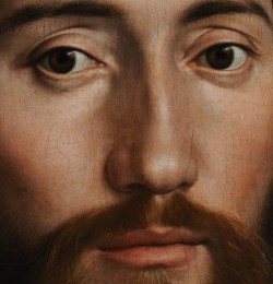 Click on the image above to see the detail in context, within a zoomable version of the painting. Jean de Dintville, detail from  The Ambassadors, by  Hans Holbein the Younger