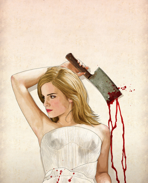 imajar:  ianbrooks:  Slaughterhouse Starlets by Keith P. Rein Keith’s new series of actresses not often associated with slasher films kind of makes me want to be stabbed to death in the shower. Prints available at Society6 and you can currently get