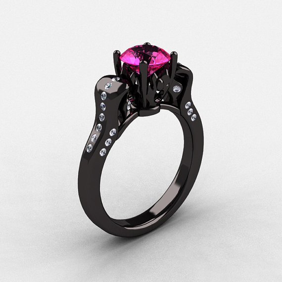 Black diamond engagement ring