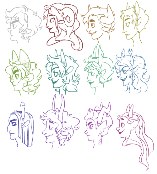 neophytecherryglare:  headcanons???? idk i had to make some of them up on the spot since i never draw some of them (aka all the dudes) (i like the ladies too much sry) 