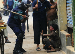  During a workers protest in Bangladesh police