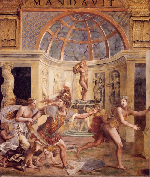 centuriespast: Frescoes in the Sala di Psiche (1526-28) by GIULIO ROMANO and assistants Mars Chasing