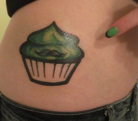 lrnjuble:  My tattoo of a cupcake with a mustache. 