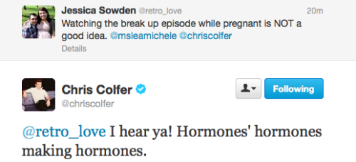 danishanne:  Chris Colfer - random tweeting to fans October 10th 2012 