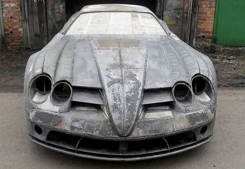 automotivated:  A car enthusiast from Russia is making his own Mercedes-Benz SLR McLaren replica. Car is made completely out of steel. Meanwhile in Soviet Russia, Mercedes-Benz means tank.