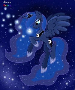 chainrayen:  Princess Luna among stars by ~aurora69rainbow 
