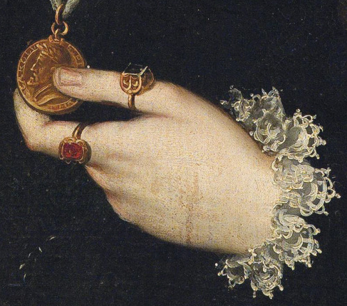 kiraablue:Archduchess Johanna von Austria detail left hand and medal of emperor Charles Vby Sofonisb