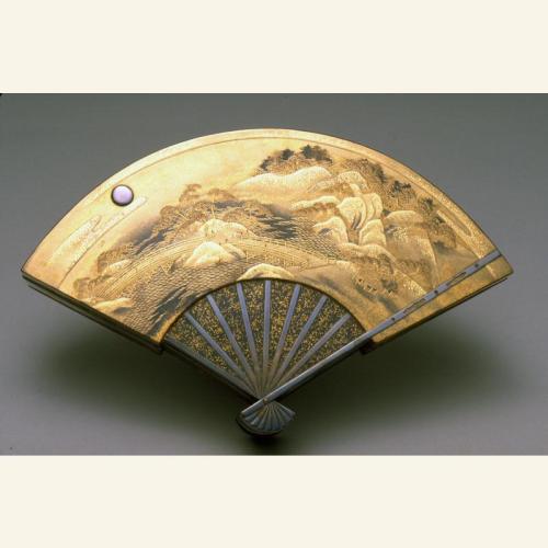 Fan-Shaped Box with Eight Views of Lake Biwa Japan, late Meiji era- early Taisho Era The Asian Art M