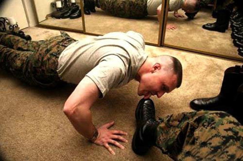 somemenarejustbetter:  Good boy - you can lick my boot on every push-up.  We’ll get you i