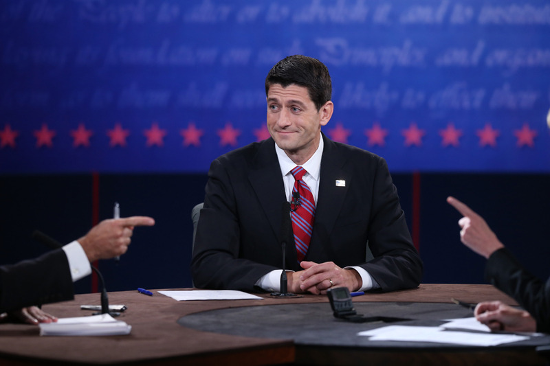 Paul Ryan, during tonight’s VP debate (Justin Sullivan/Getty Images)