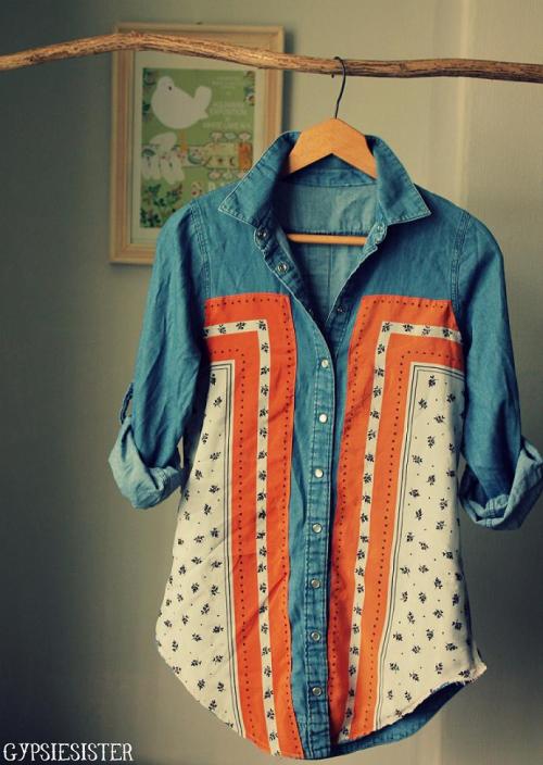 scissorsandthread:Bandana Shirt | Gypsie Sister I have a habit of buying all these gorgeous scarves 