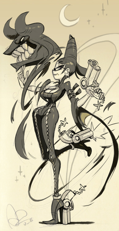 o-8:  Bayonetta. Used as the cover for an upcoming fanart book you can pick up at APE 2012~ and future conventions. 