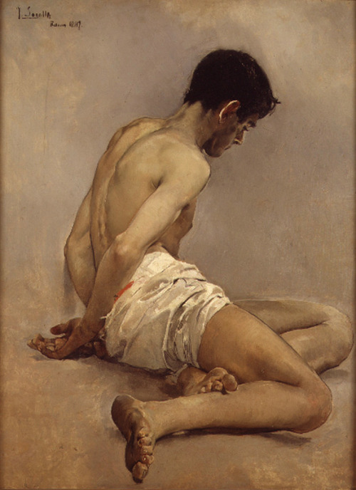 enola-gay: Joaquín Sorolla, Academical painting from nature, 1887