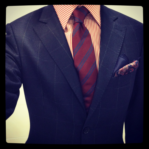 MTM windowpane flannel suit by Michael Ohnona Bespoke shirt by Charvet Tie by Crémieux PS by 