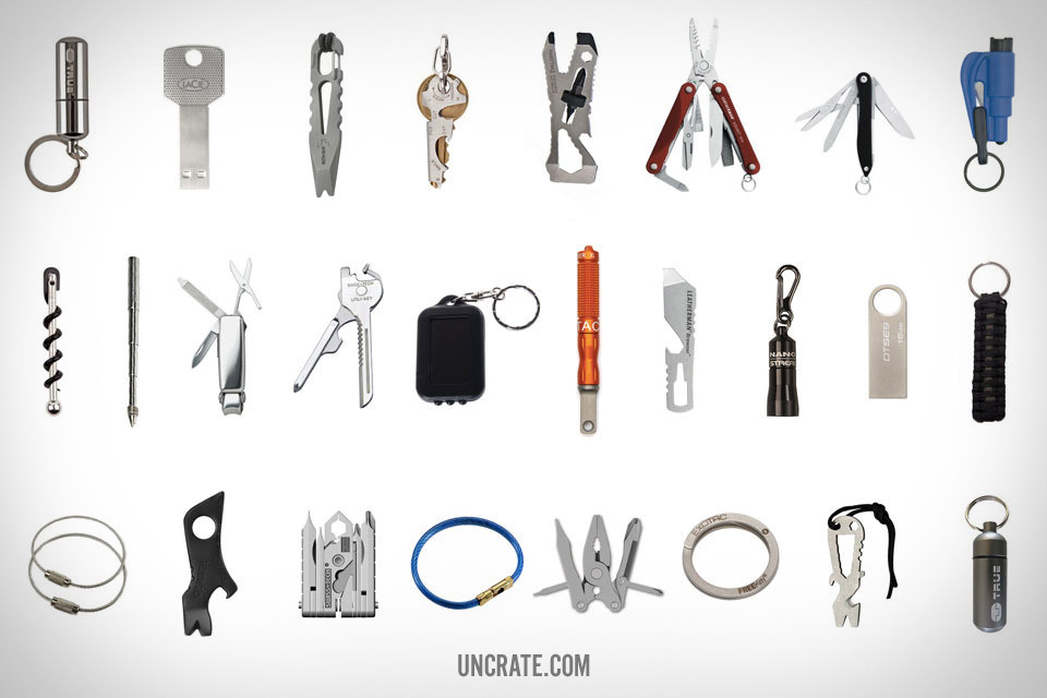 LOVE this. These are real essentials, unlike GQ, who thinks Rolexes and Yachts are essentials for a man. Let’s be real, we all got keys to carry, whether its to your 98 Honda Civic EX or Porsche 911 Turbo or even your bike! Pick a keychain that’s...