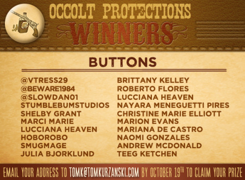 Congratulations to the “Occolt Protections” Contest winners!