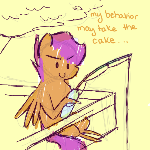 thatscootaloo:  You can’t reach it if I EAT IT  Teehee! X3