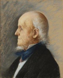 dipot:Jean-Jacques Scherrer - Portrait d’un vieil homme de profil, 1887.Pastel 45,5 × 37,5 cm. Signé