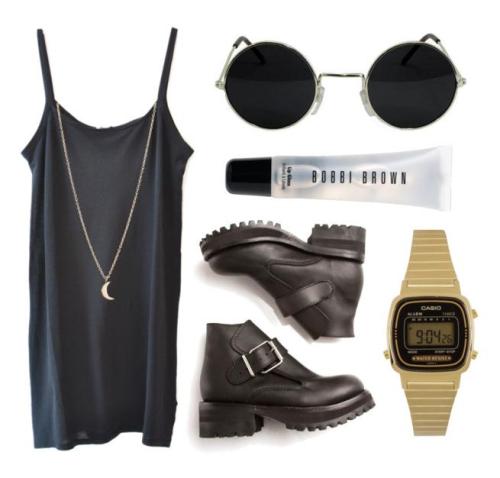 what-do-i-wear: American Vintage Jersey Tank Minor Obsessions Gold Moon Bobbi Brown Crystal Lip Gloss Chloe Sevigny For Opening Ceremony boots Casio Ladies Classic Gold watch (image:  ferned)  