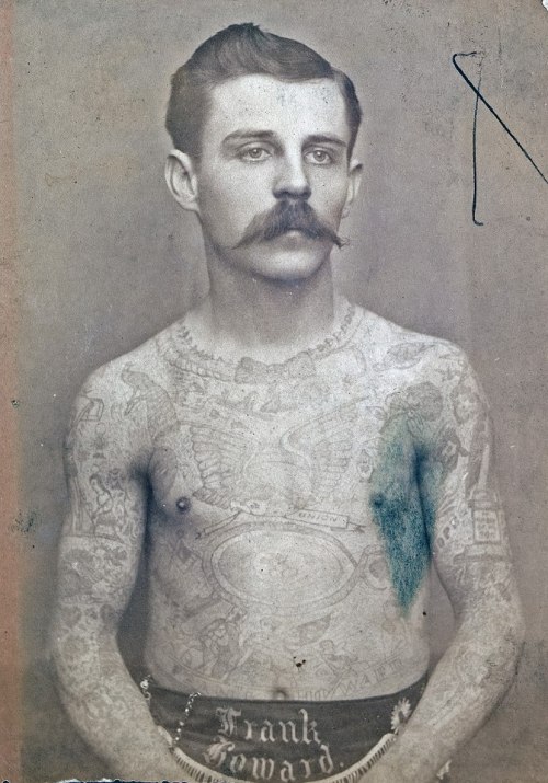 Tattooed man Frank Howard, who performed with John Robinson’s Ten Big Shows.