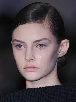 loulourouge: A young Lithuanian named Auguste Abeliunaitewho had tears streaming down her face during both of her walks for Jil Sander in 2009.  Auguste Abeliunaite: There wasnt any small shoes or my emocional problems! The lights was very strong and
