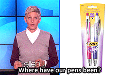  “Bic, the pen company, have a new line of pens called, “Bic: for her”. This is totally real. They’re pens just for ladies. They come in both lady colors, pink and purple. And they’re just like regular pens, except they’re pink, so they cost